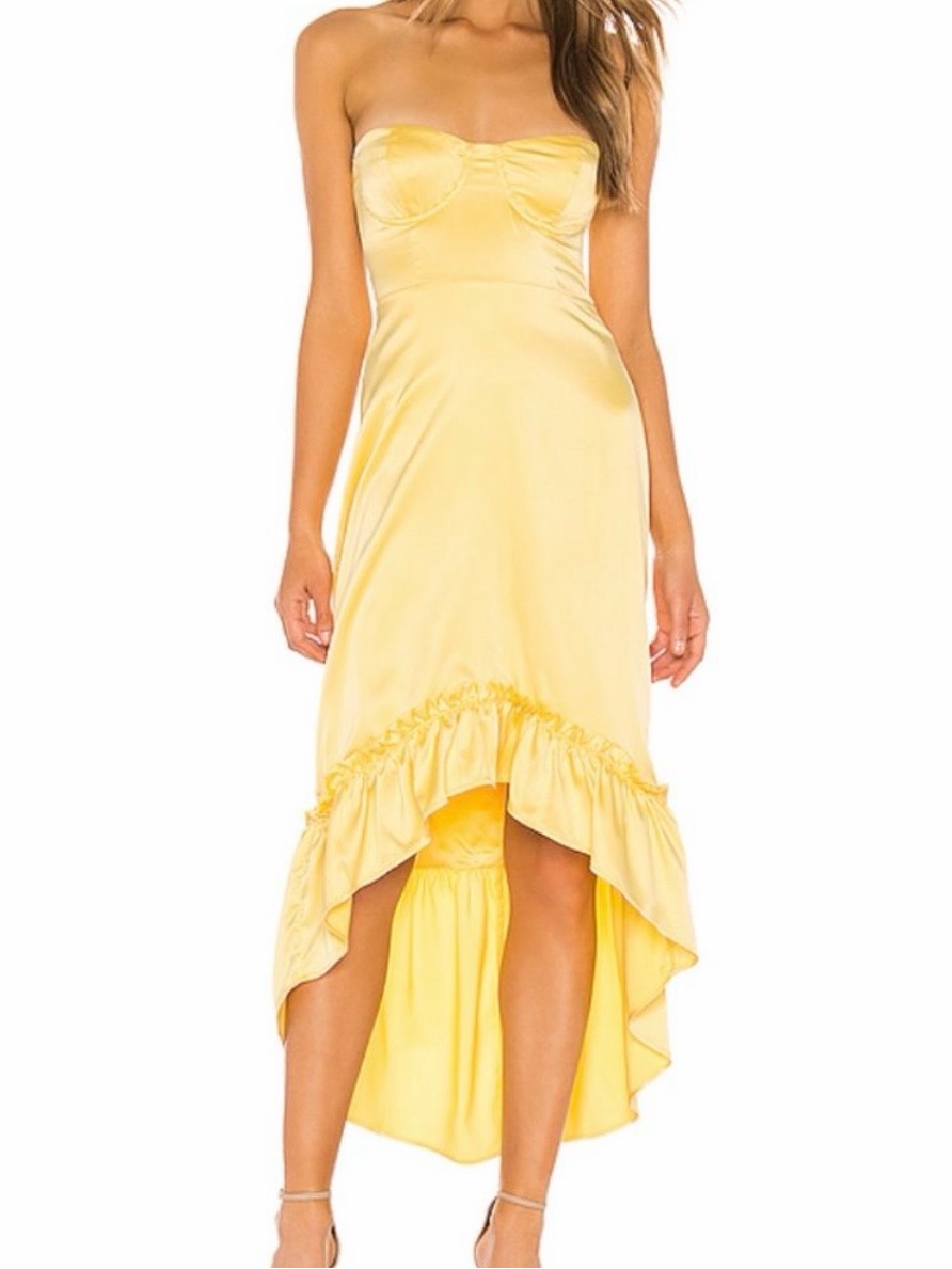 Revolve Majorelle Tangier Dress - Yellow High-Low Ruffle Dress